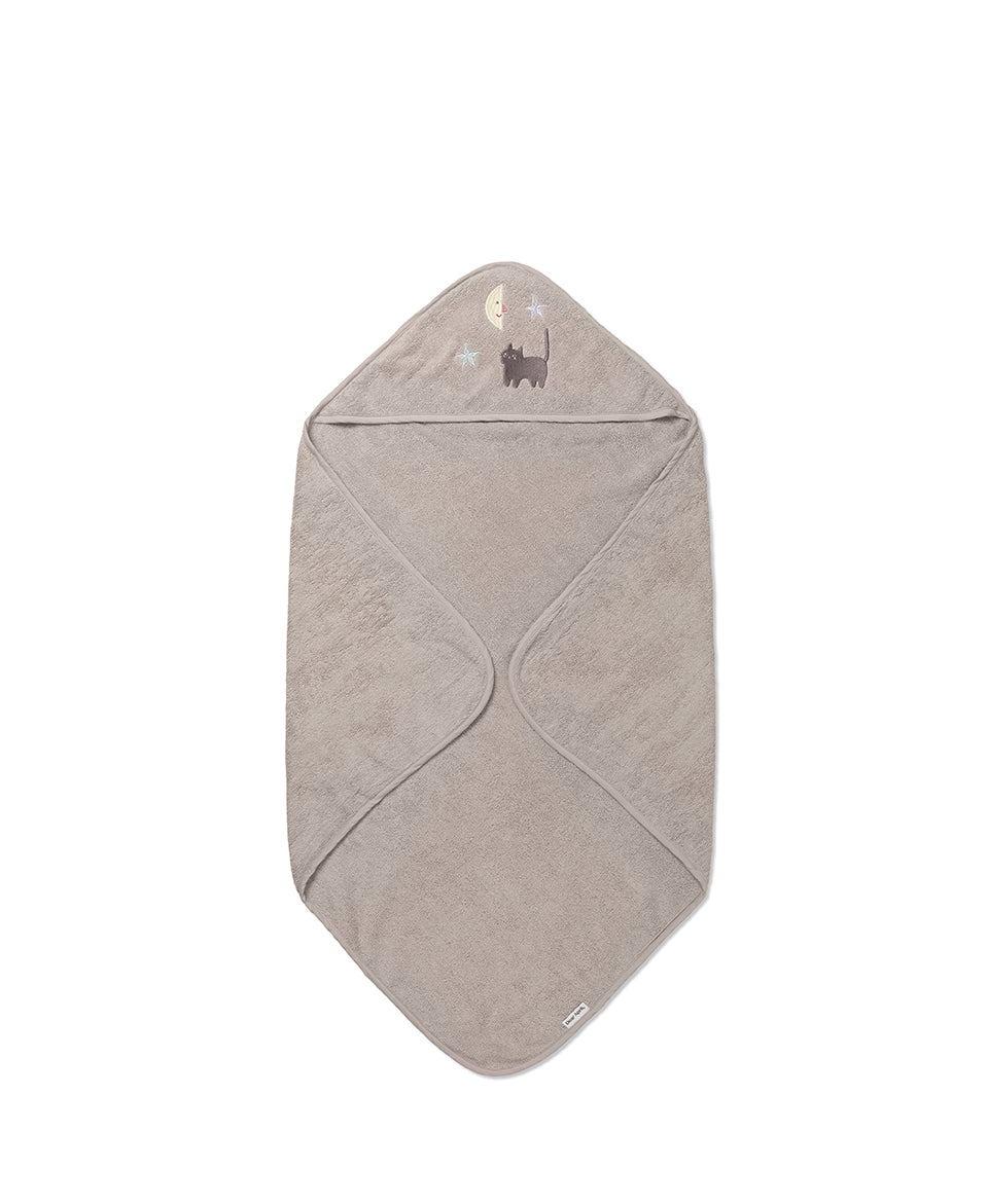 Serviette de bain pour bébé en forme de pétale, motif chat lune