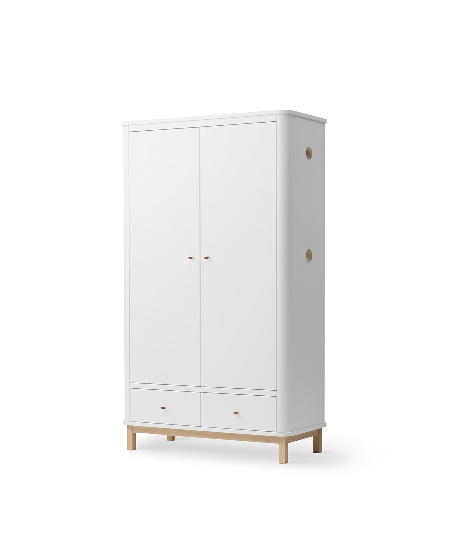 Armoire en bois 2 portes, blanc/chêne