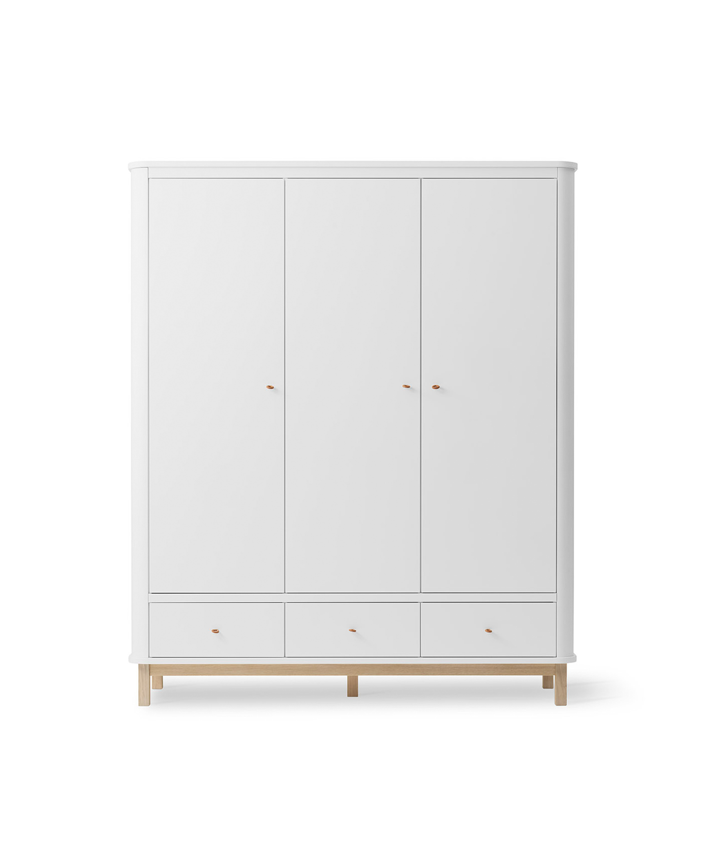 Armoire en bois 3 portes, blanc/chêne