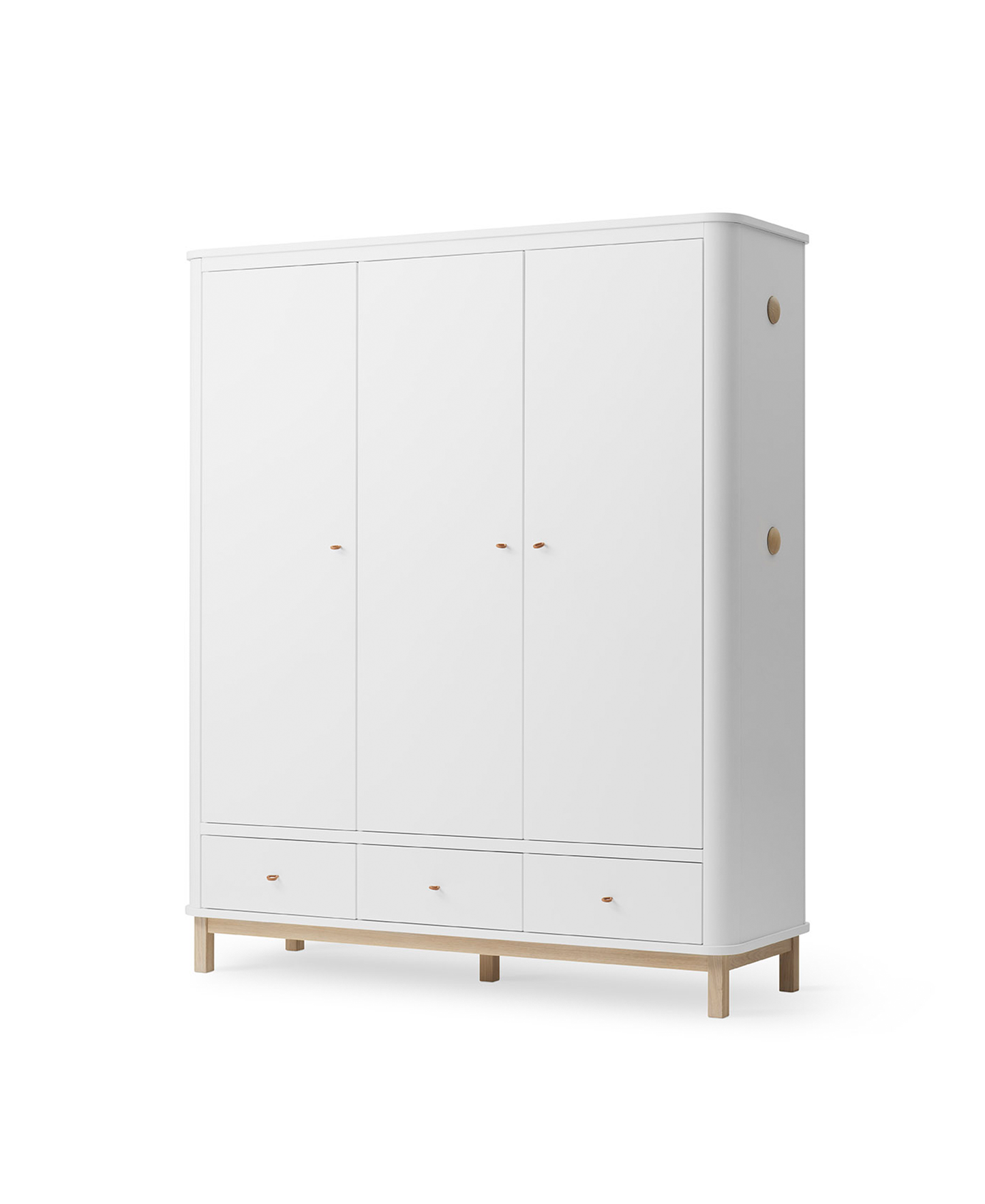 Armoire en bois 3 portes, blanc/chêne