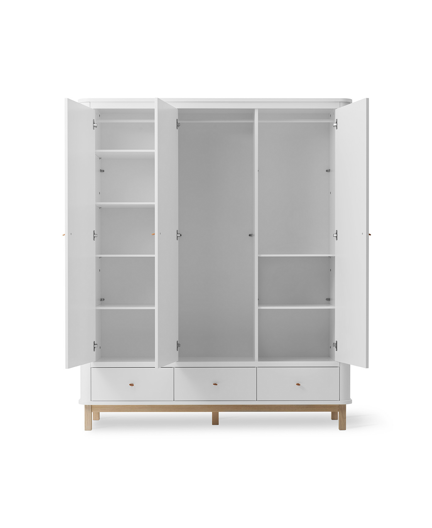 Armoire en bois 3 portes, blanc/chêne