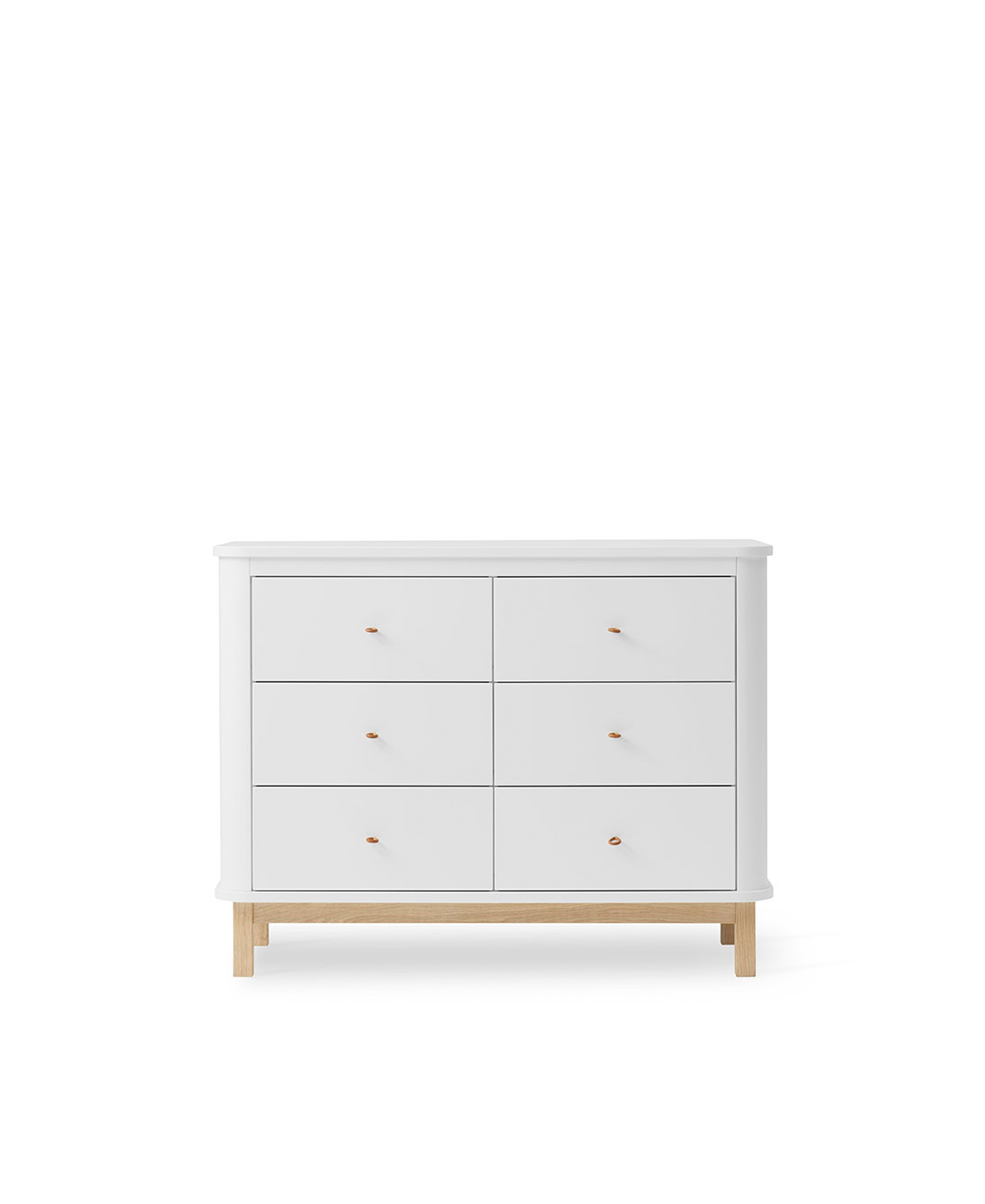 Commode en bois 6 tiroirs, blanc/chêne