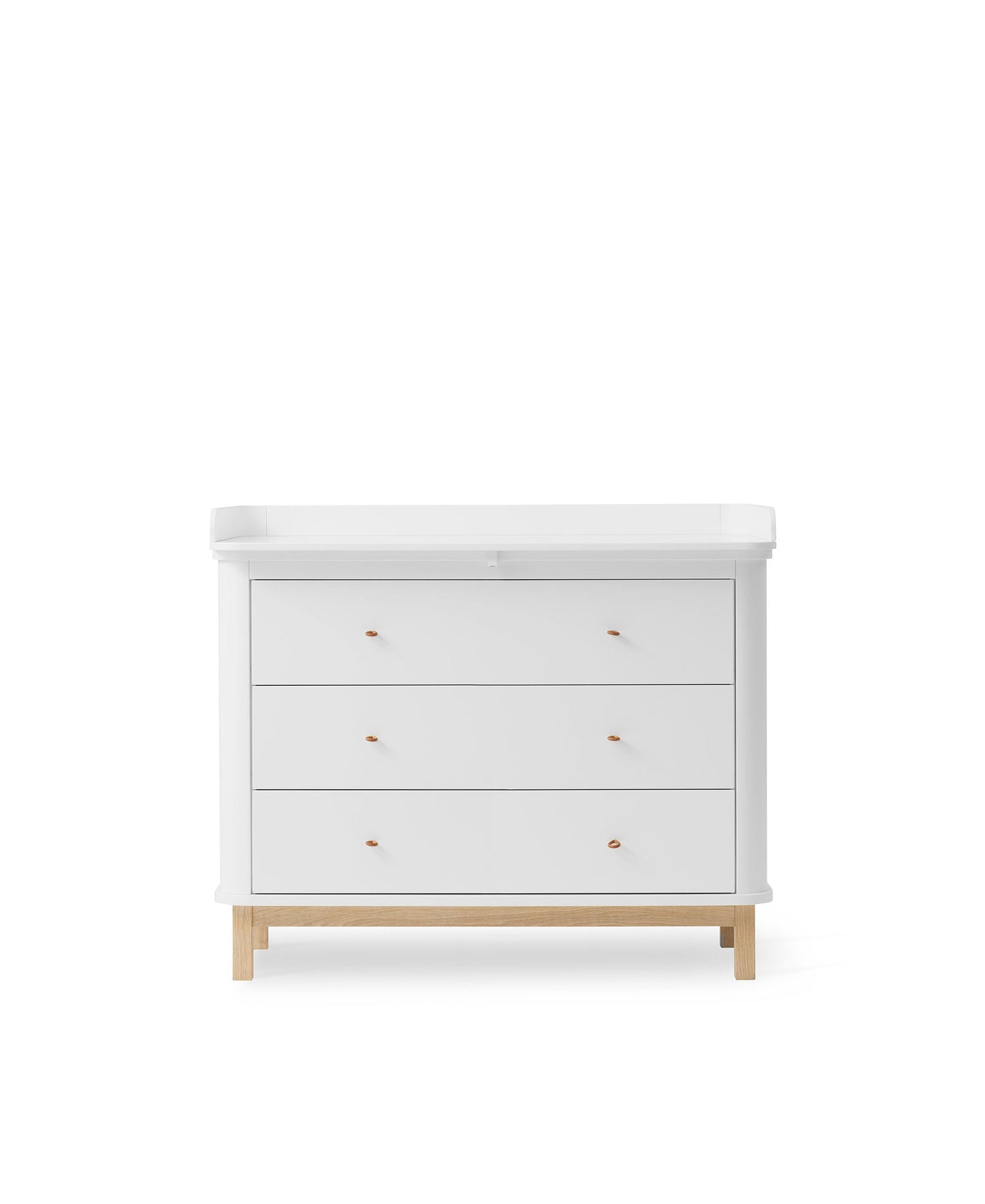 Commode de chambre d'enfant en bois 3 tiroirs, blanc/chêne