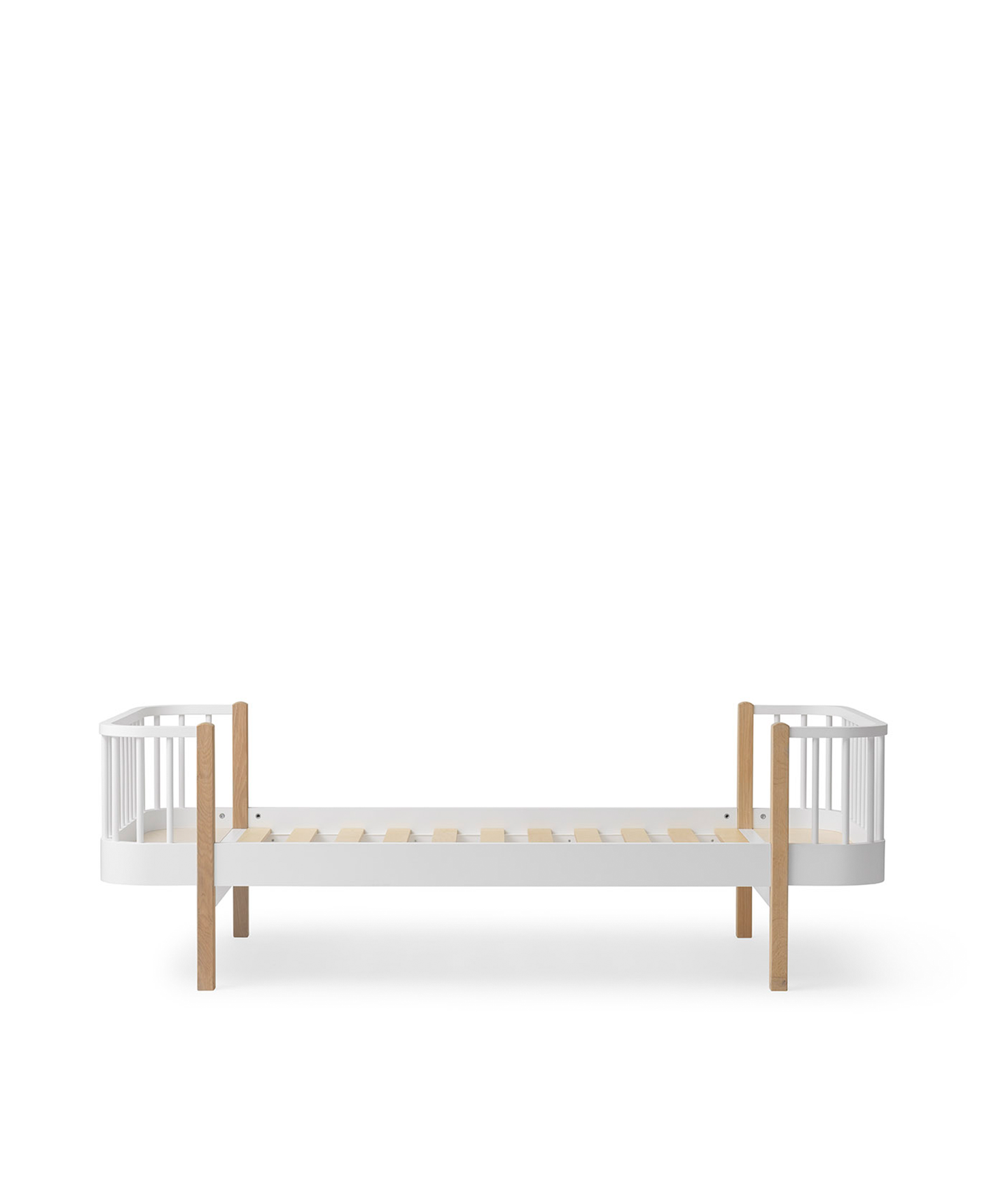 Lit original en bois, blanc/chêne