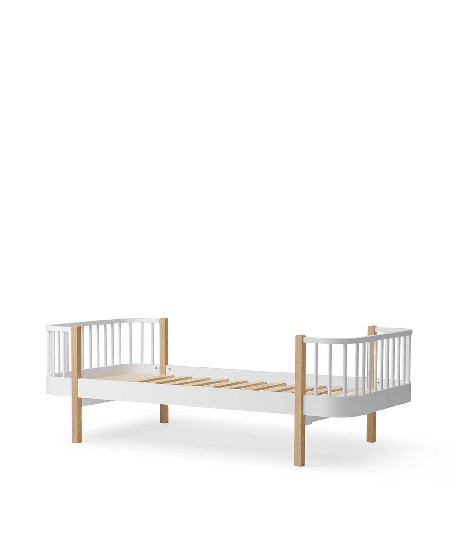 Lit original en bois, blanc/chêne