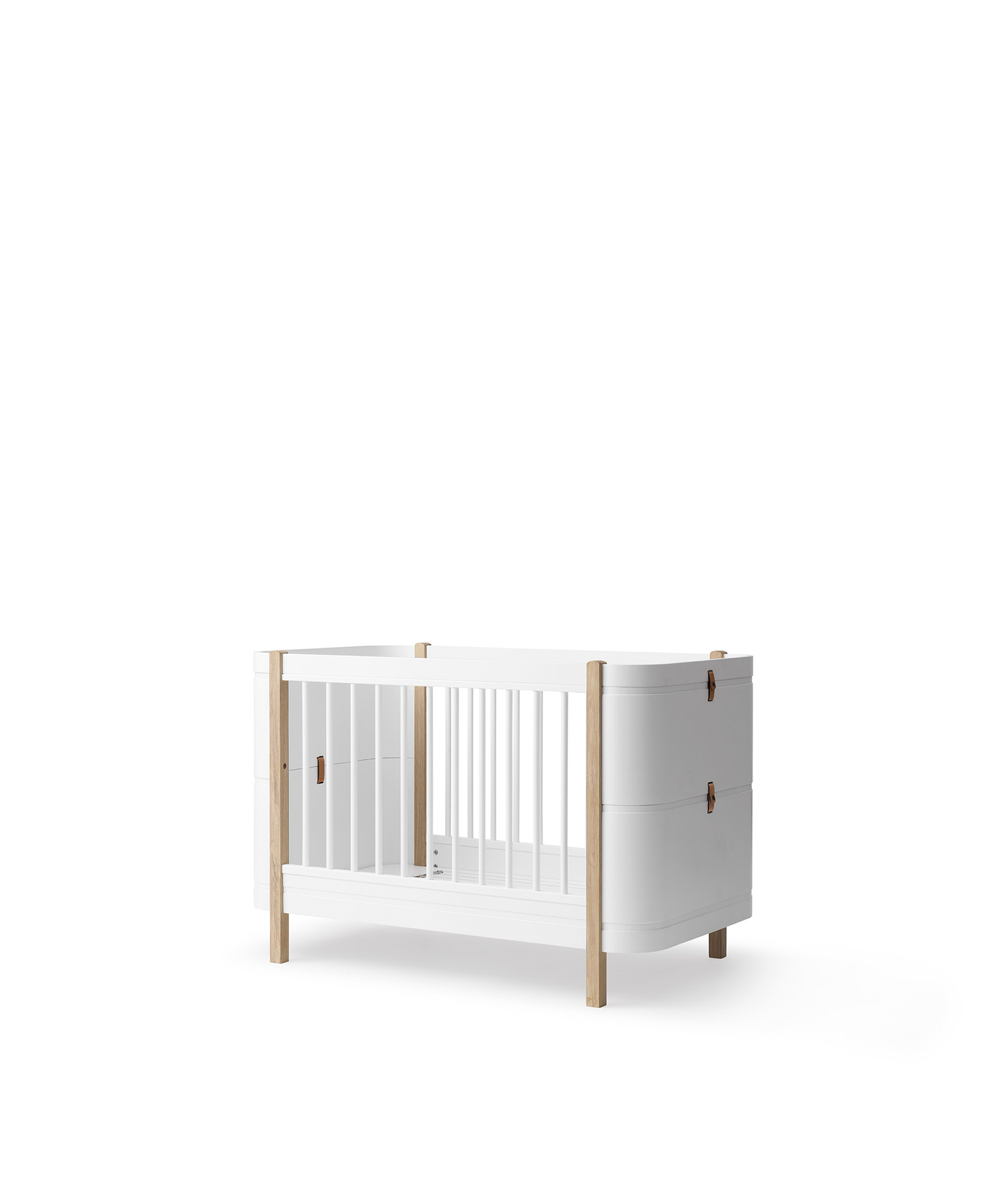 Lit bébé Wood Mini+ avec kit junior, blanc/chêne