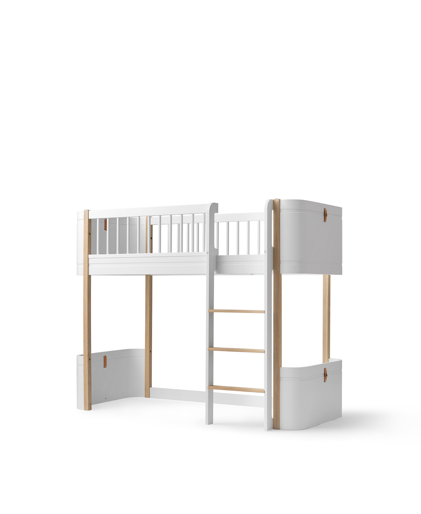 Lit mezzanine bas Wood Mini+, blanc/chêne