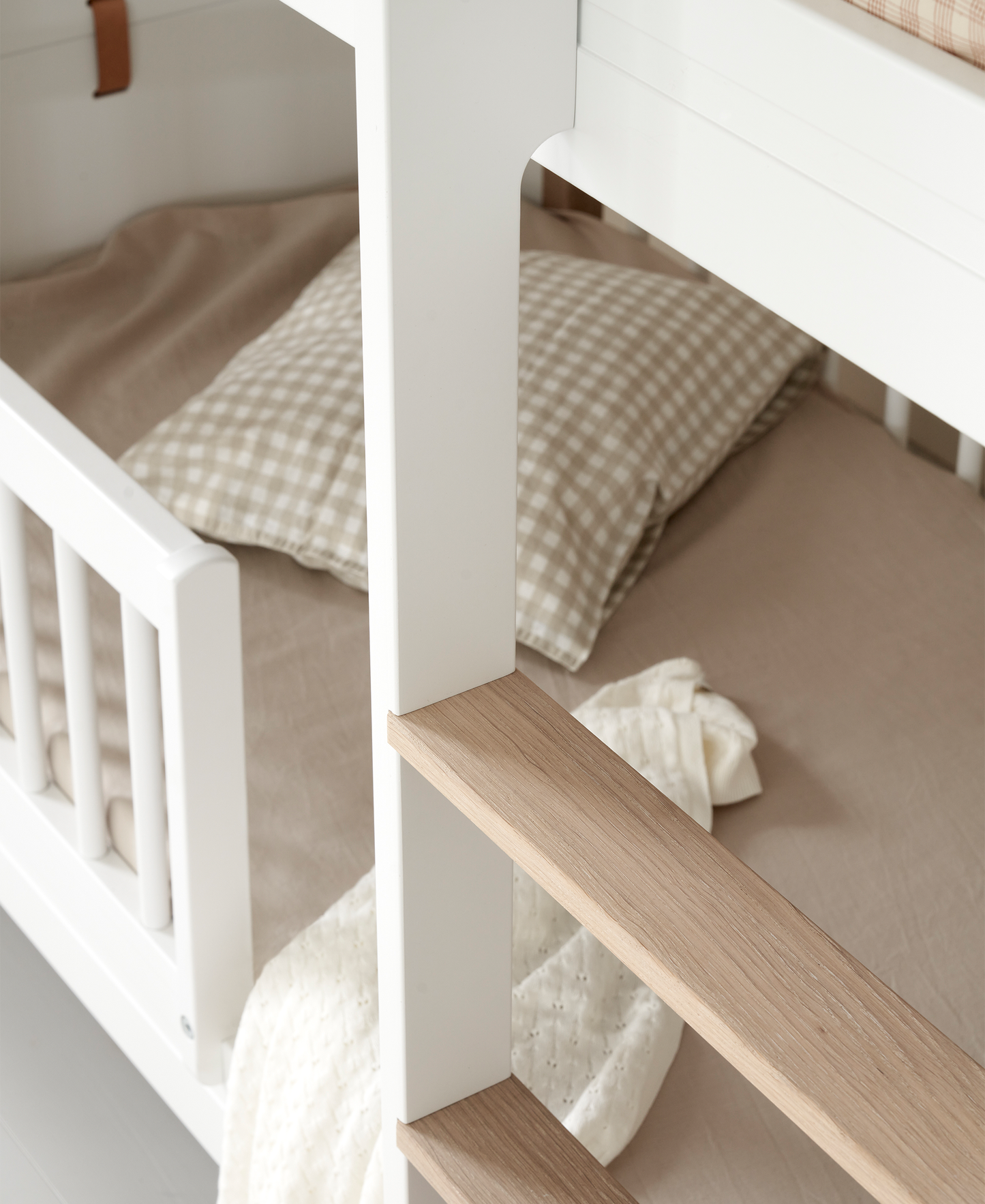 Lit superposé bas Wood Mini+, blanc/chêne