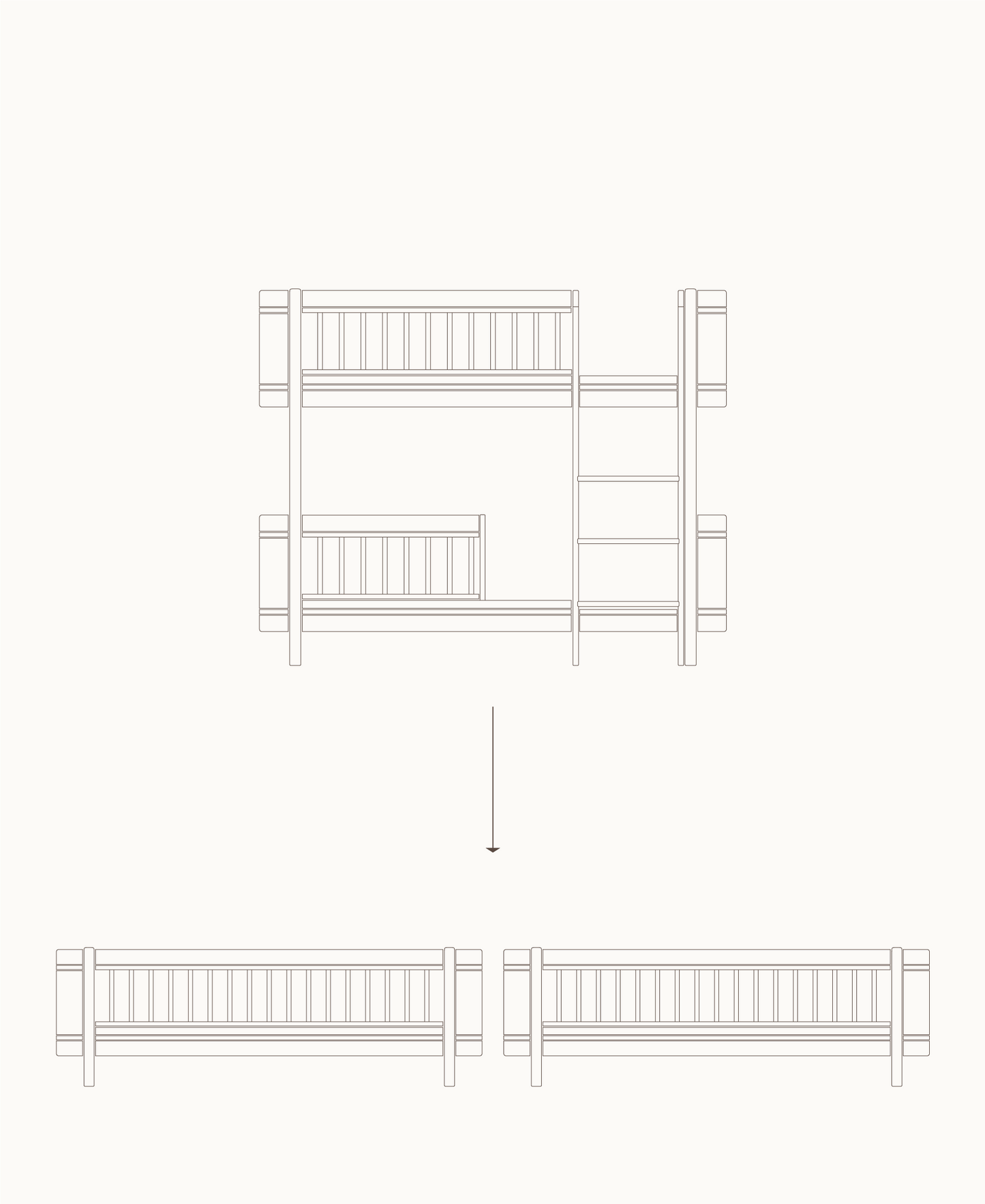 Lit superposé bas Mini+ transformable en 2 lits junior, blanc