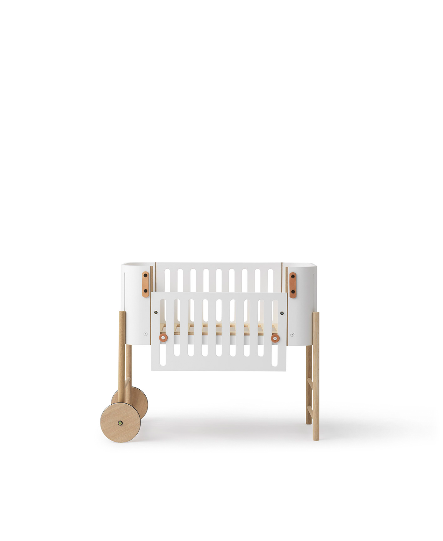 Lit cododo en bois avec banquette convertible, blanc/chêne