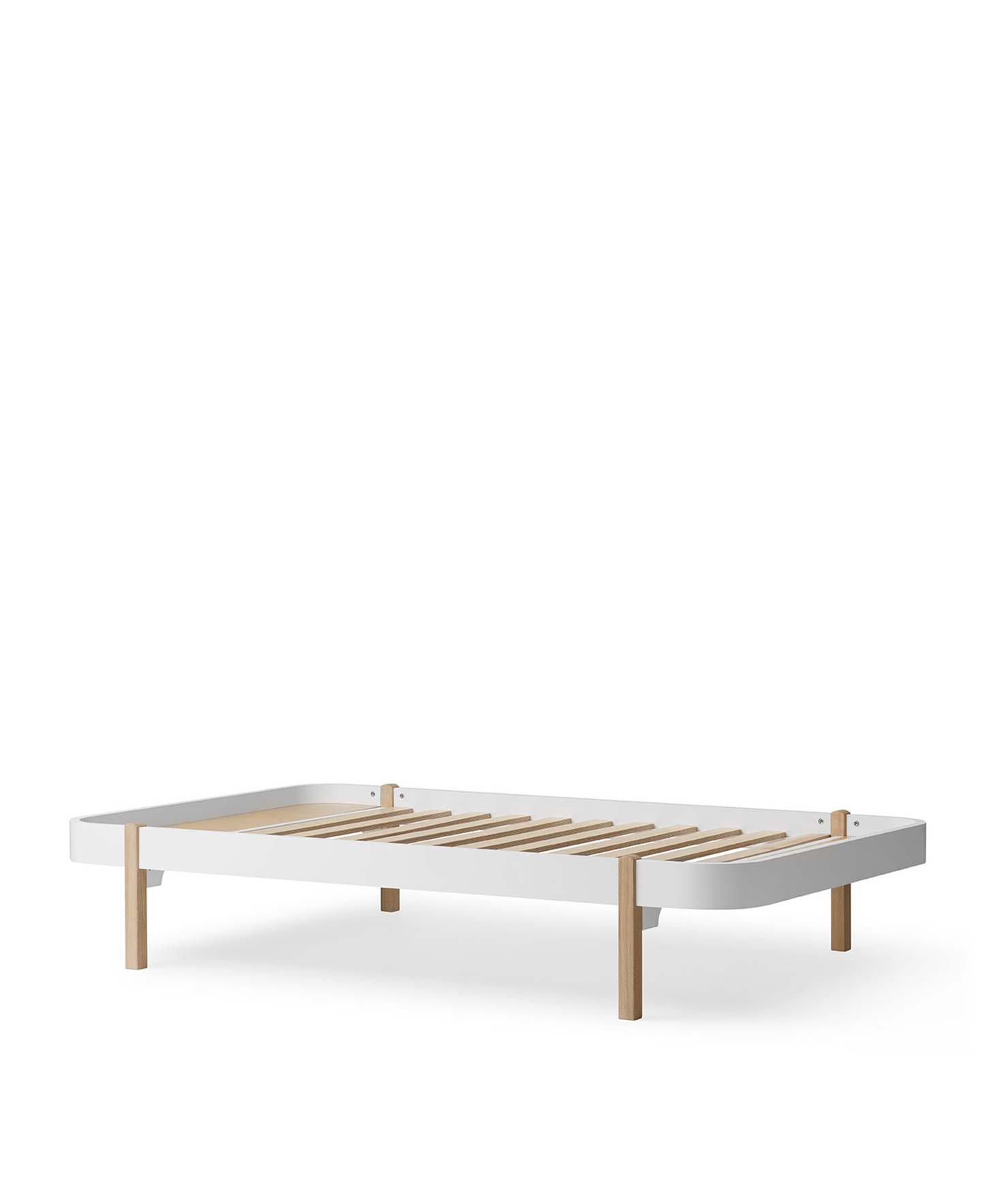Lit transat en bois 120, blanc/chêne