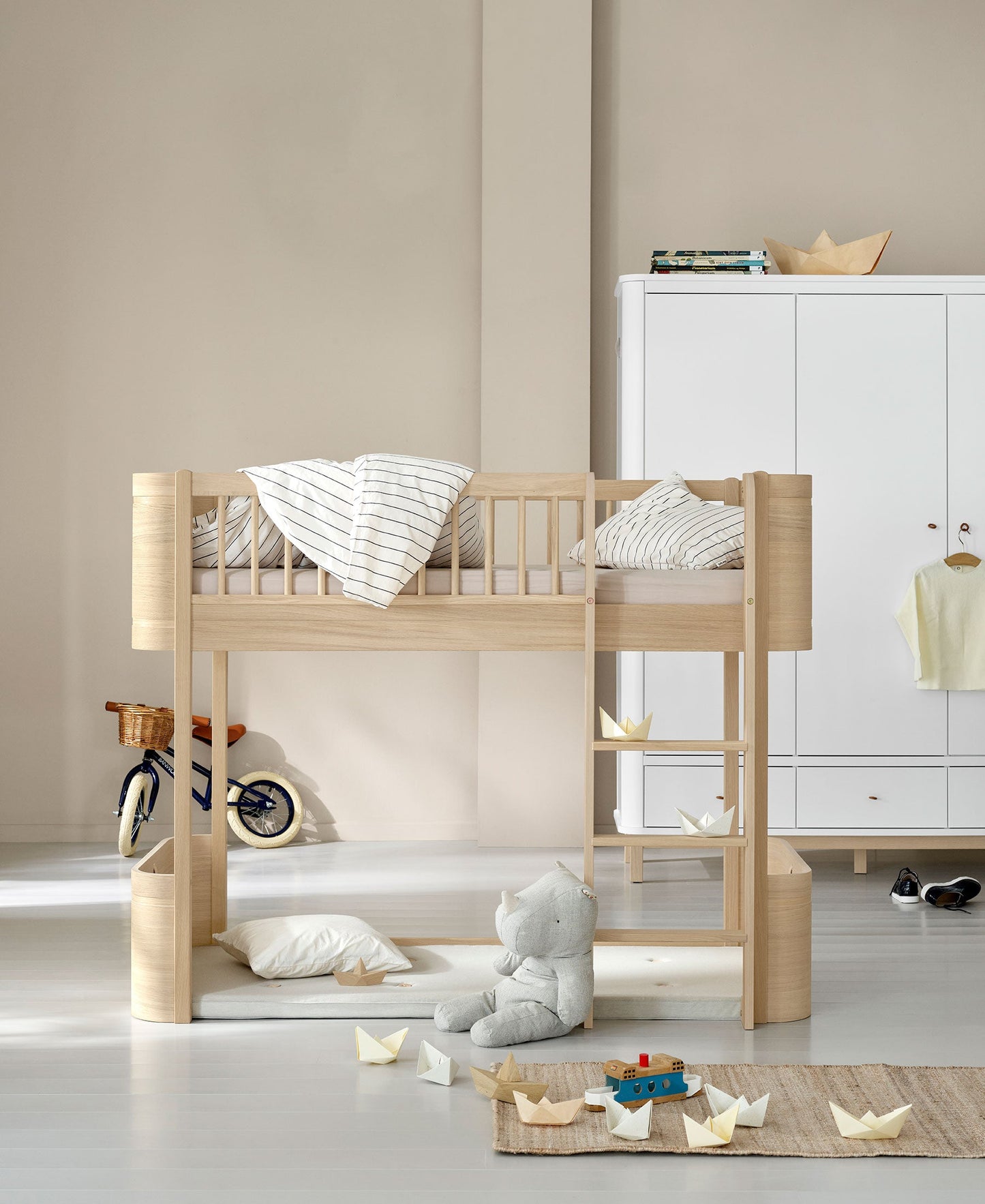 Lit mezzanine bas Wood Mini+, chêne