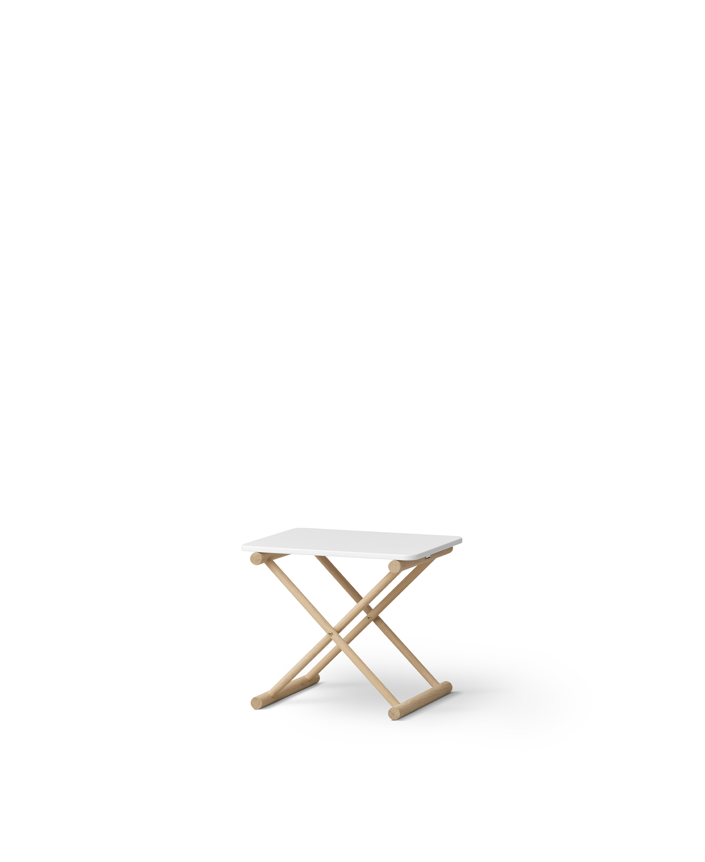 Table de lit de camp basse, blanc/chêne