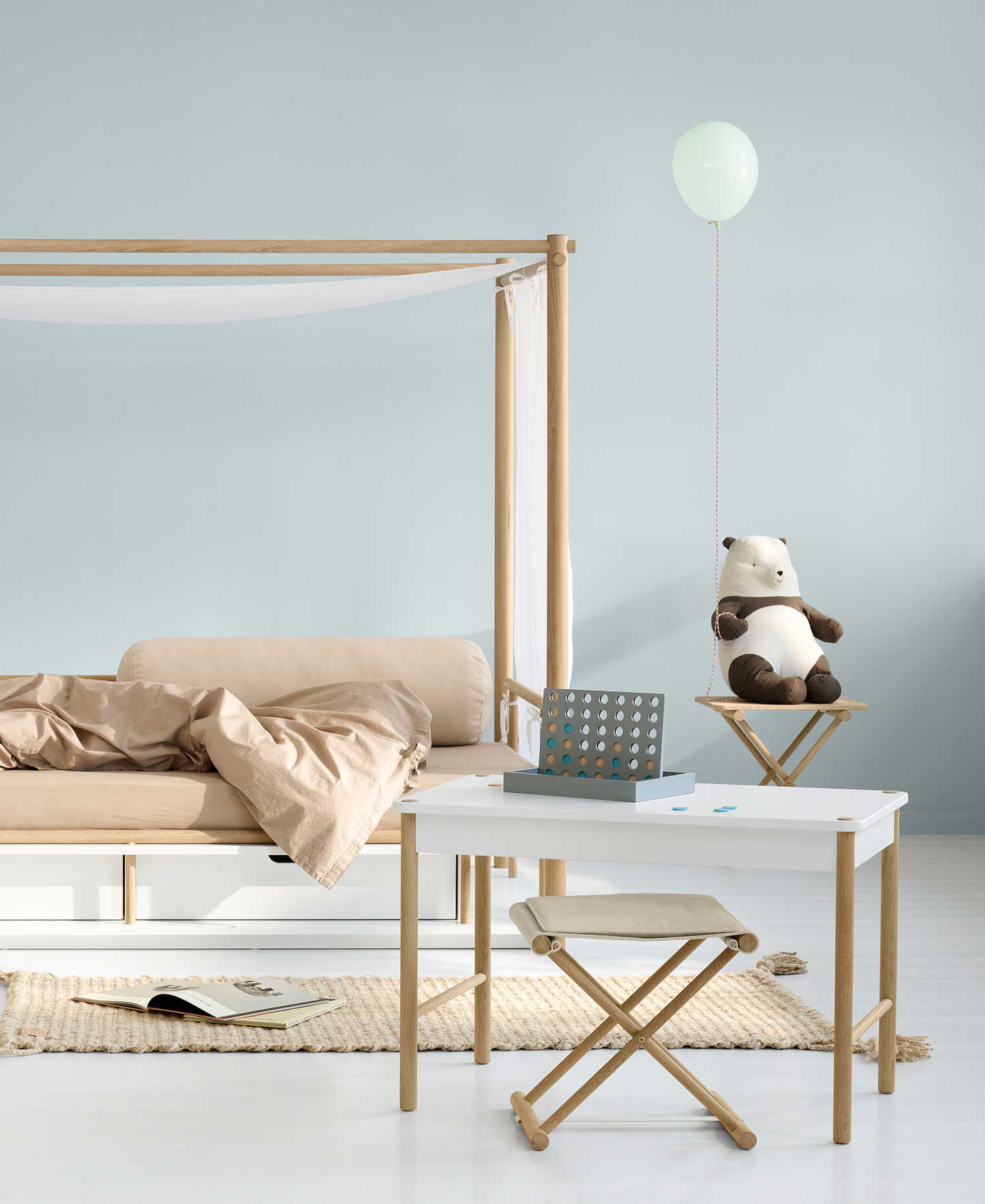 Table de jeu pour tout-petits Camp, blanc/chêne