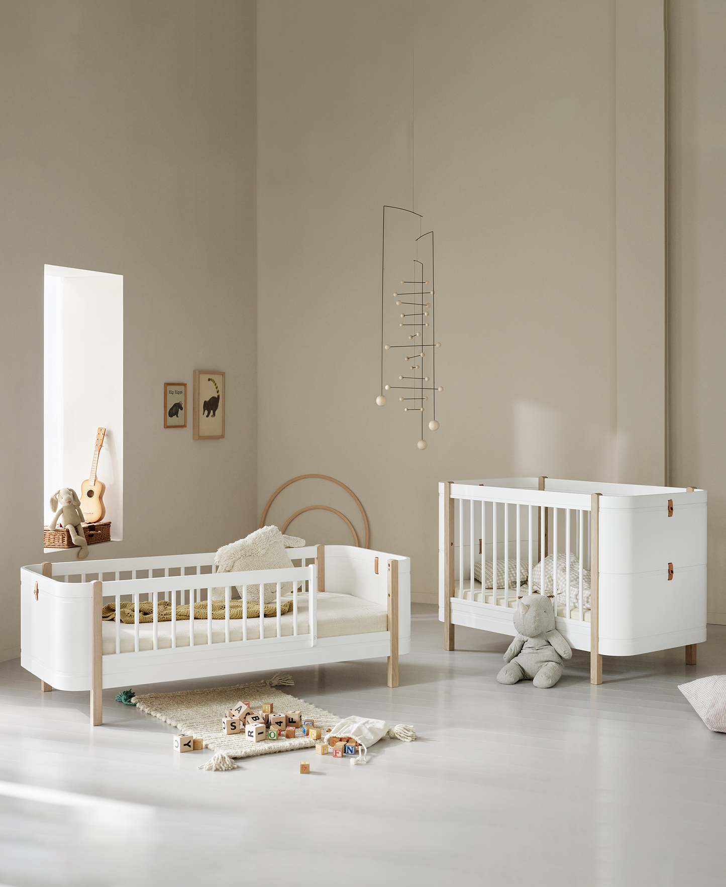 Kit frère/sœur Mini+ (pièces supplémentaires pour lit bébé Mini+, y compris kit junior, blanc/chêne)