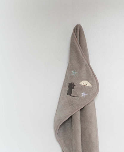Serviette de bain pour bébé en forme de pétale, motif chat lune