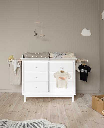 2 tiroirs coulissants et sac à linge pour commode de bord de mer et commode de chambre d'enfant à 6 tiroirs