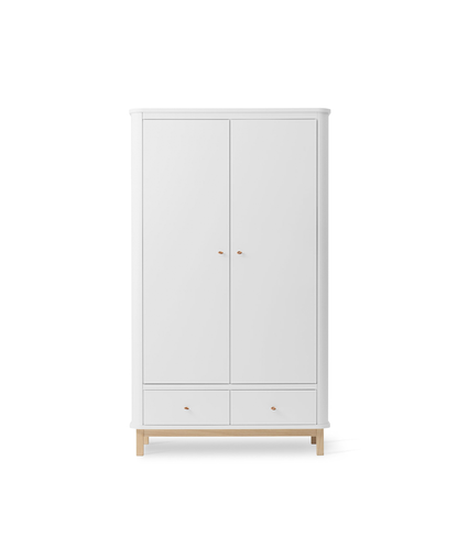 Armoire en bois 2 portes, blanc/chêne