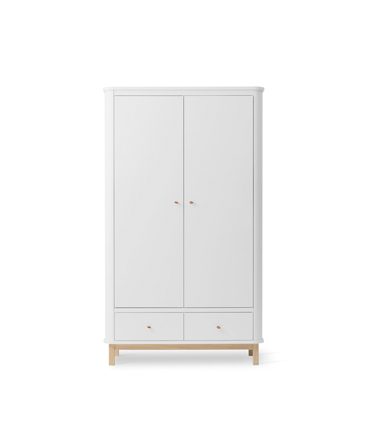 Armoire en bois 2 portes, blanc/chêne