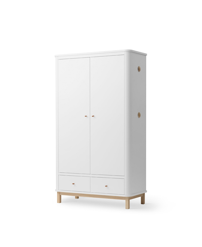 Armoire en bois 2 portes, blanc/chêne