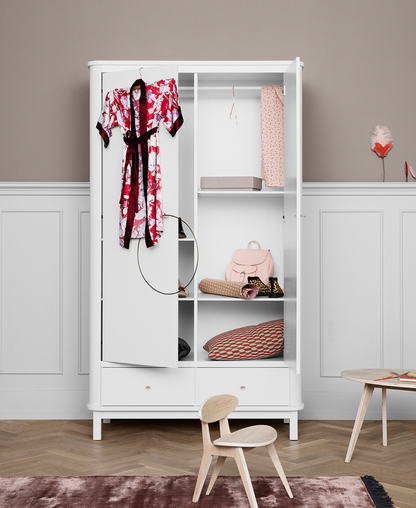 Armoire en bois 2 portes, blanche