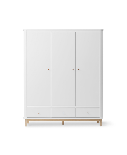 Armoire en bois 3 portes, blanc/chêne