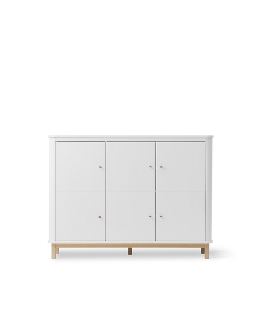 Armoire multiple en bois 3 portes, blanc/chêne