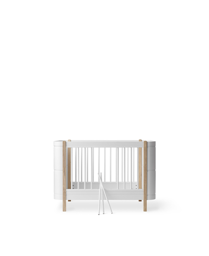 Lit bébé Wood Mini+ avec kit junior, blanc/chêne
