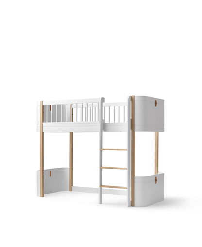 Lit mezzanine bas Wood Mini+, blanc/chêne