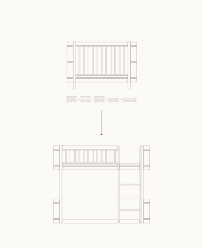 Lit bébé Mini+ avec kit junior pour lit mezzanine bas, blanc
