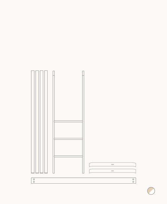 Lit bébé Mini+ avec kit junior pour lit mezzanine bas, blanc/chêne