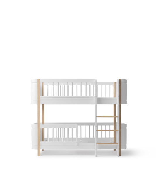 Lit superposé bas Wood Mini+, blanc/chêne