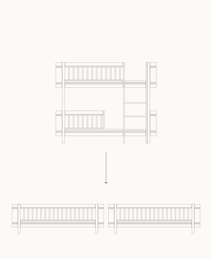 Lit superposé bas Mini+ transformable en 2 lits junior, blanc
