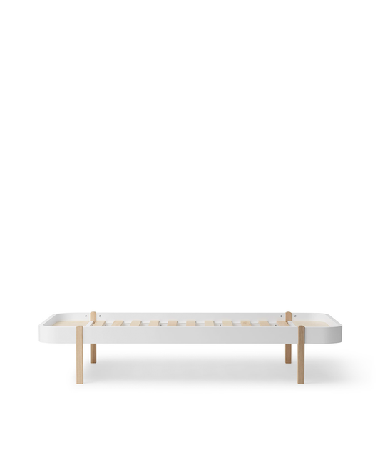 Lit transat en bois 90, blanc/chêne