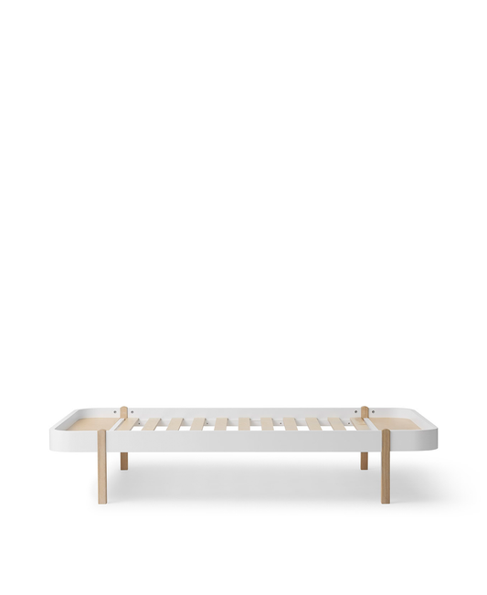Lit transat en bois 120, blanc/chêne