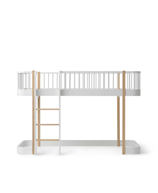 Lit mezzanine bas Wood Original, blanc/chêne