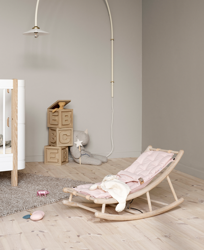 Transat en bois pour bébé et enfant en bas âge, chêne/rose