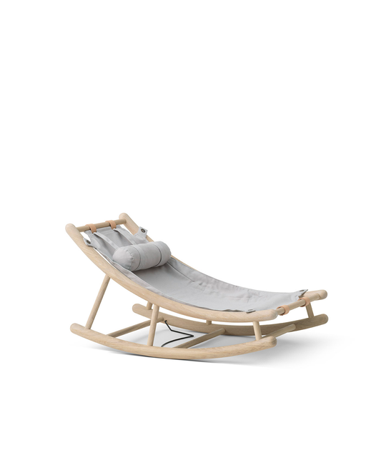 Chaise à bascule en bois pour tout-petits, chêne/gris