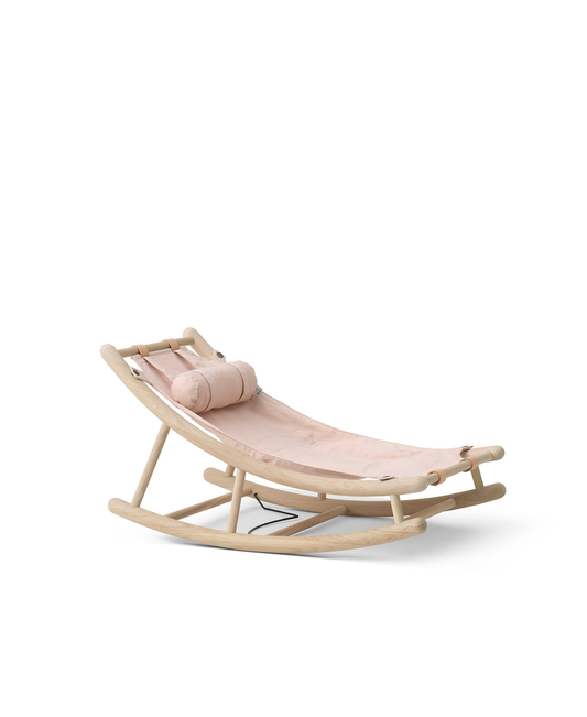 Chaise à bascule en bois pour tout-petits, chêne/rose