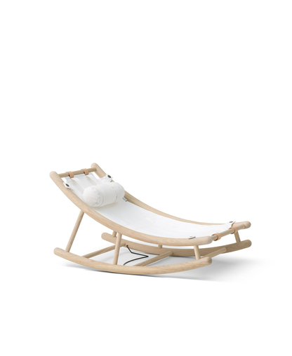 Chaise à bascule en bois pour tout-petits, chêne/blanc