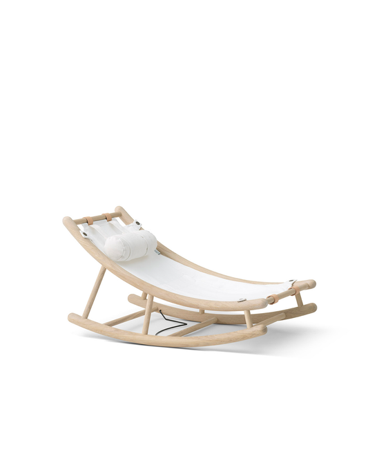 Chaise à bascule en bois pour tout-petits, chêne/blanc