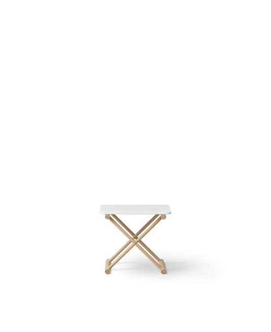 Table de lit de camp basse, blanc/chêne