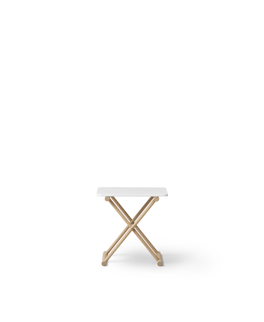 Table de lit de camp, haute, blanc/chêne