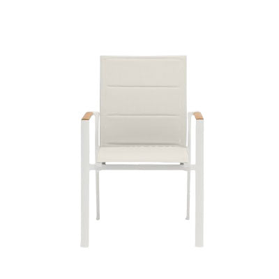 Fauteuil rembourré SunWeave Como (accoudoirs en teck)