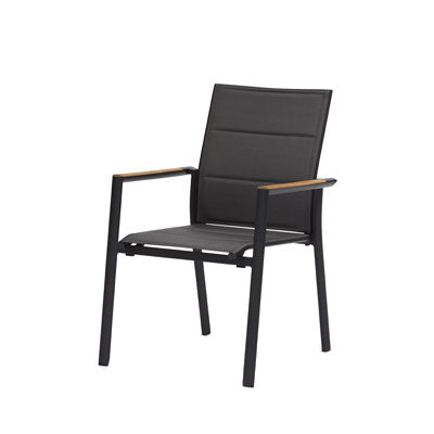Fauteuil rembourré SunWeave Como (accoudoirs en teck)